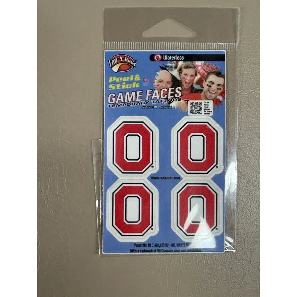 Ohio State Buckeyes Athletic Face Tattoos - Lot Of 2 Each Contains 4 8 Total